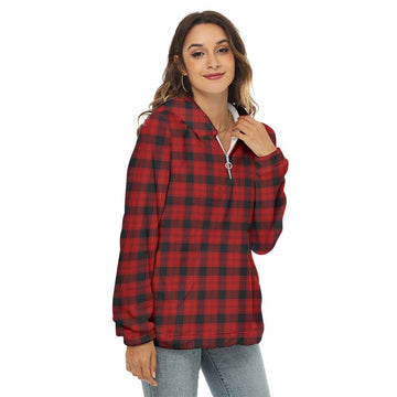 Ewing Tartan Women's Borg  Half Zip Fleece Hoodie