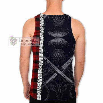 Ewing Tartan Men's Tank Top with Family Crest Cross Sword Thistle Celtic Vibes