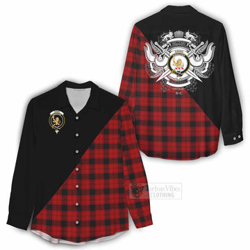 Ewing Tartan Women's Casual Shirt with Family Crest and Military Logo Style