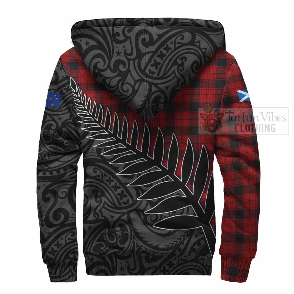 Tartan Vibes Clothing Ewing Crest Tartan Sherpa Hoodie with New Zealand Silver Fern Half Style