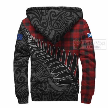 Ewing Crest Tartan Sherpa Hoodie with New Zealand Silver Fern Half Style