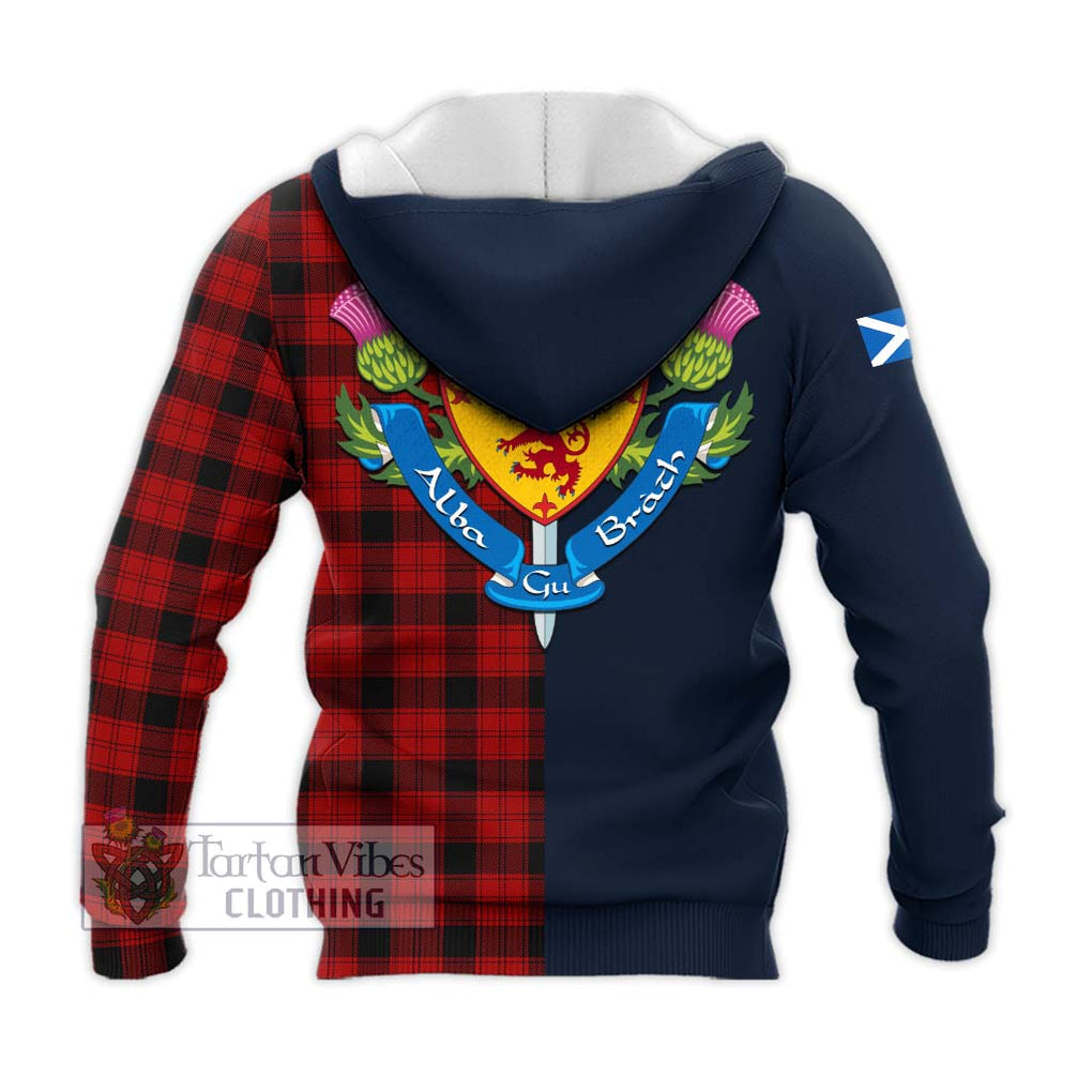 Tartan Vibes Clothing Ewing Tartan Knitted Hoodie with Scottish Lion Royal Arm Half Style