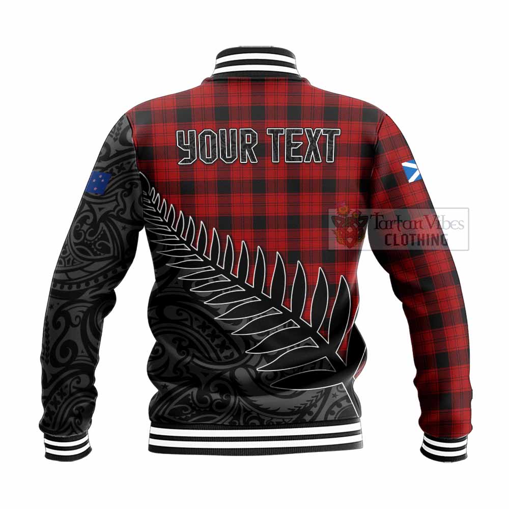 Tartan Vibes Clothing Ewing Crest Tartan Baseball Jacket with New Zealand Silver Fern Half Style