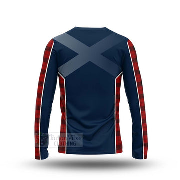 Ewing Tartan Long Sleeve T-Shirt with Family Crest and Scottish Thistle Vibes Sport Style