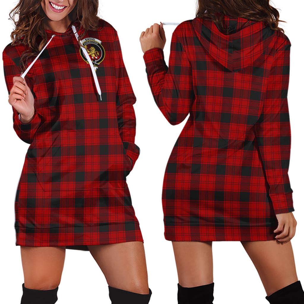 Ewing Tartan Hoodie Dress with Family Crest - Tartan Vibes Clothing