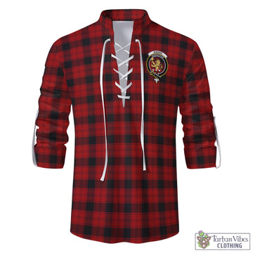 Ewing Tartan Men's Scottish Traditional Jacobite Ghillie Kilt Shirt with Family Crest