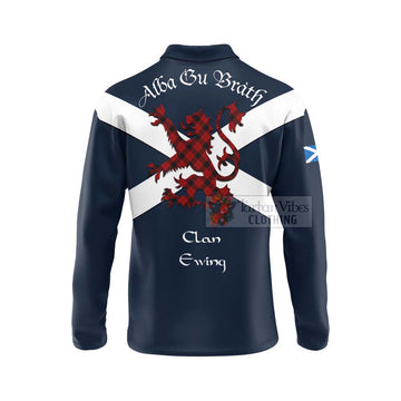 Ewing Tartan Lion Rampant Long Sleeve Polo Shirt  Proudly Display Your Heritage with Alba Gu Brath and Clan Name