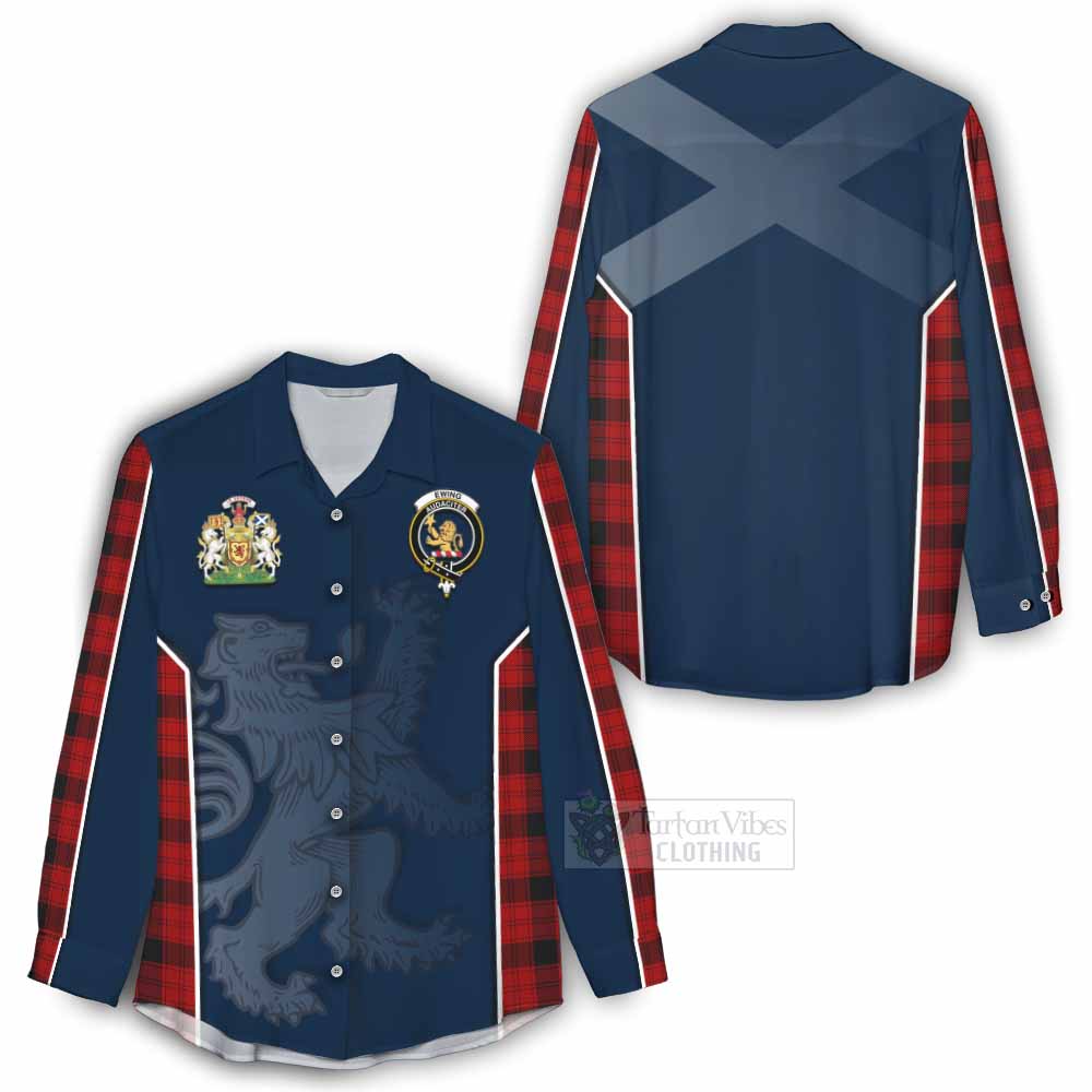 Tartan Vibes Clothing Ewing Tartan Women's Casual Shirt with Family Crest and Lion Rampant Vibes Sport Style