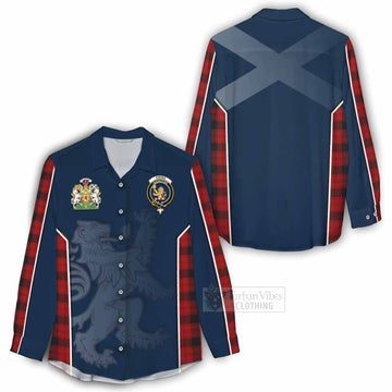 Ewing Tartan Women's Casual Shirt with Family Crest and Lion Rampant Vibes Sport Style