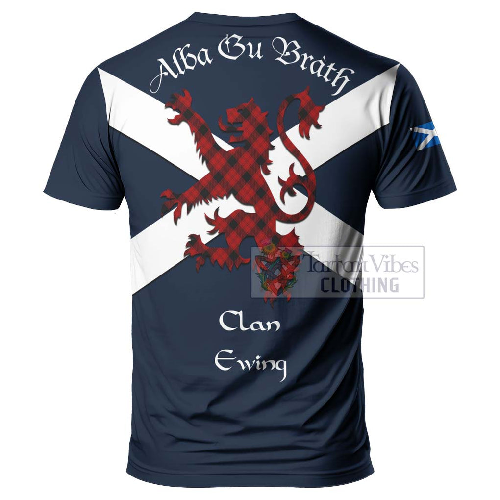 Tartan Vibes Clothing Ewing Tartan Lion Rampant T-Shirt – Proudly Display Your Heritage with Alba Gu Brath and Clan Name