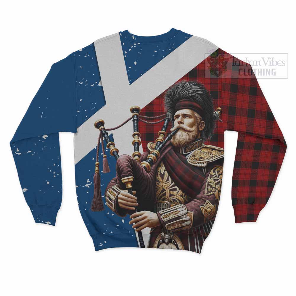 Tartan Vibes Clothing Ewing Tartan Sweatshirt with Family Crest Scottish Bagpiper Vibes