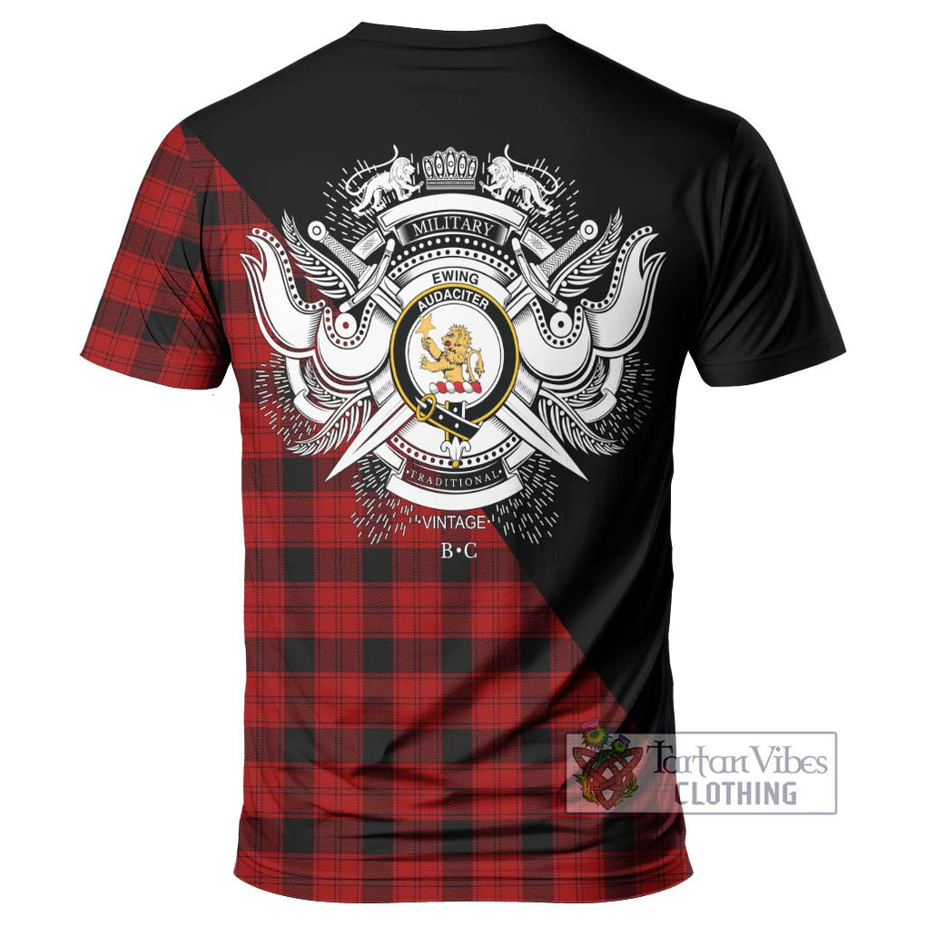 Ewing Tartan T-Shirt with Family Crest and Military Logo Style - Tartanvibesclothing Shop