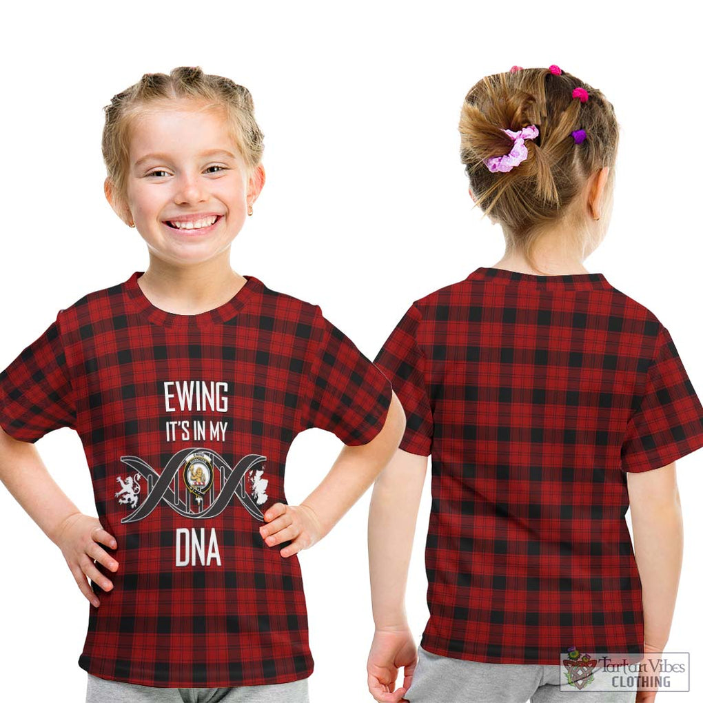 Ewing Tartan Kid T-Shirt with Family Crest DNA In Me Style - Tartanvibesclothing Shop