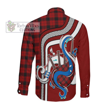 Ewing Tartan Long Sleeve Button Shirt with Epic Bagpipe Style