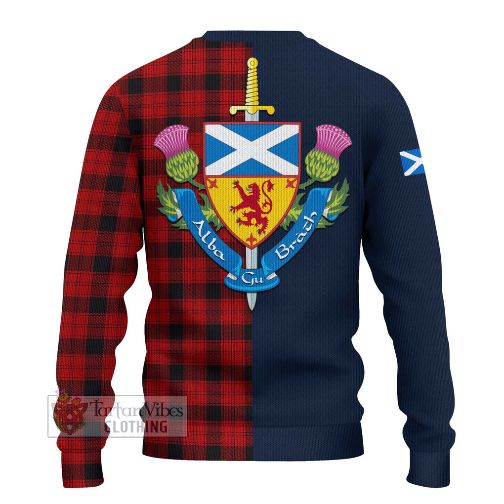 Tartan Vibes Clothing Ewing Tartan Knitted Sweater with Scottish Lion Royal Arm Half Style