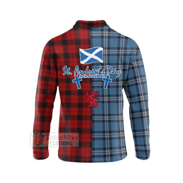 Ewing Tartan Long Sleeve Polo Shirt Happy St. Andrew's Day Half Tartan Style