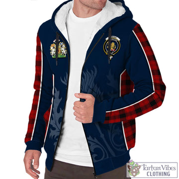 Ewing Tartan Sherpa Hoodie with Family Crest and Scottish Thistle Vibes Sport Style