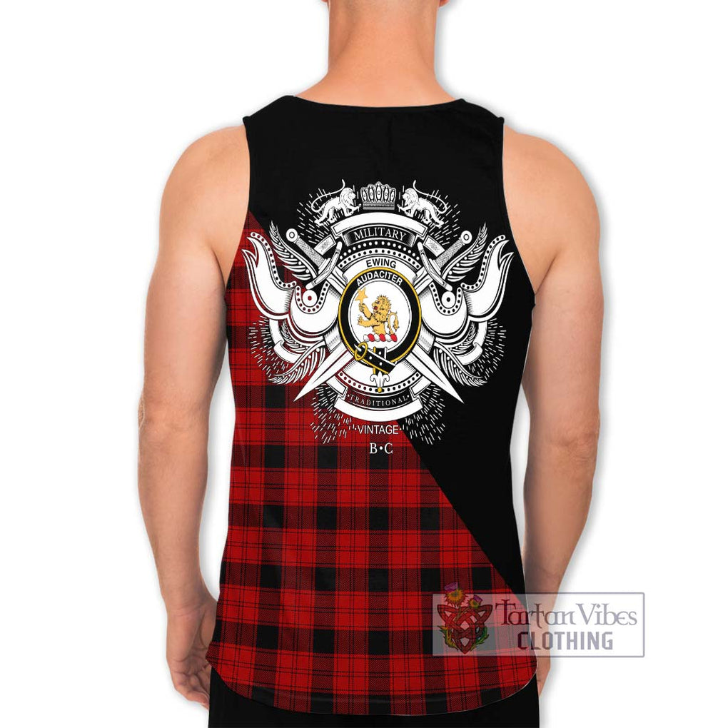 Ewing Tartan Men's Tank Top with Family Crest and Military Logo Style - Tartanvibesclothing Shop