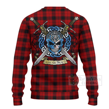 Ewing Tartan Ugly Sweater with Family Crest Celtic Skull Style