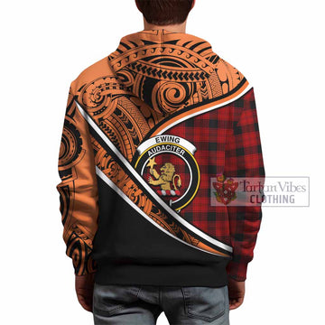 Ewing Crest Tartan Hoodie with Polynesian Vibes Style - Orange Version