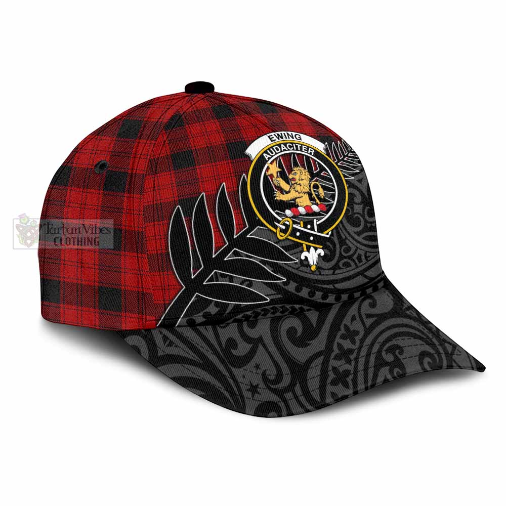 Tartan Vibes Clothing Ewing Tartan Classic Cap with New Zealand Silver Fern Half Style