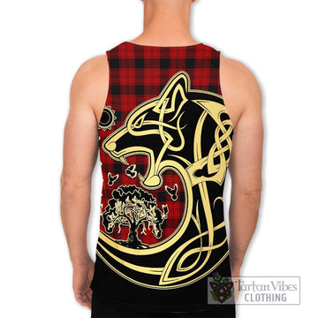 Ewing Tartan Men's Tank Top with Family Crest Celtic Wolf Style