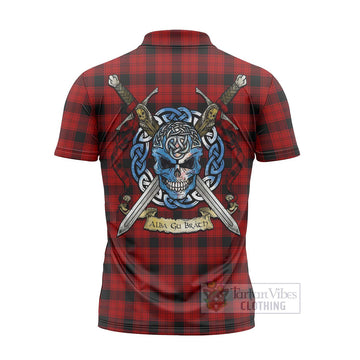 Ewing Tartan Zipper Polo Shirt with Family Crest Celtic Skull Style