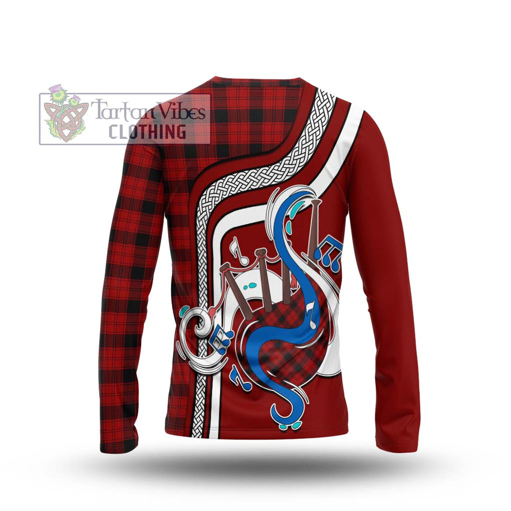 Tartan Vibes Clothing Ewing Tartan Long Sleeve T-Shirt with Epic Bagpipe Style