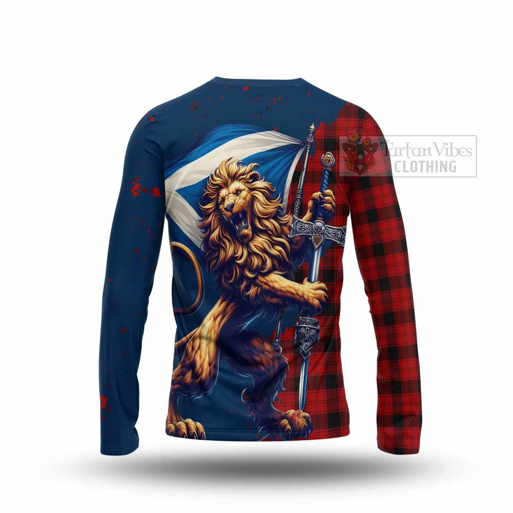 Tartan Vibes Clothing Ewing Tartan Family Crest Long Sleeve T-Shirt with Scottish Majestic Lion