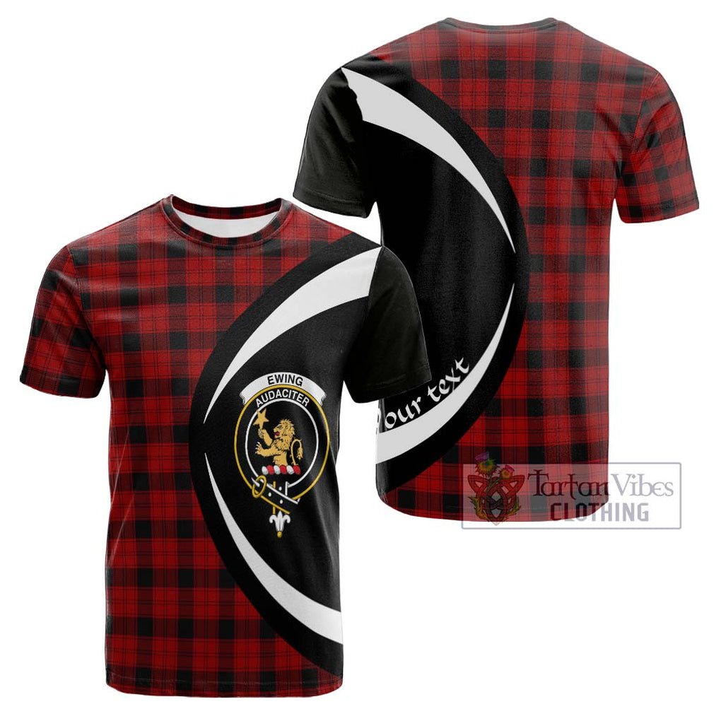 Tartan Vibes Clothing Ewing Tartan Cotton T-shirt with Family Crest Circle Style