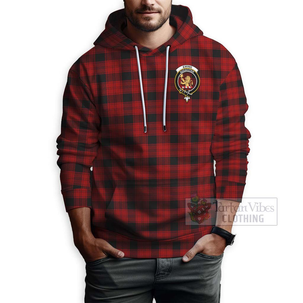 Tartan Vibes Clothing Ewing Tartan Hoodie with Family Crest Celtic Skull Style