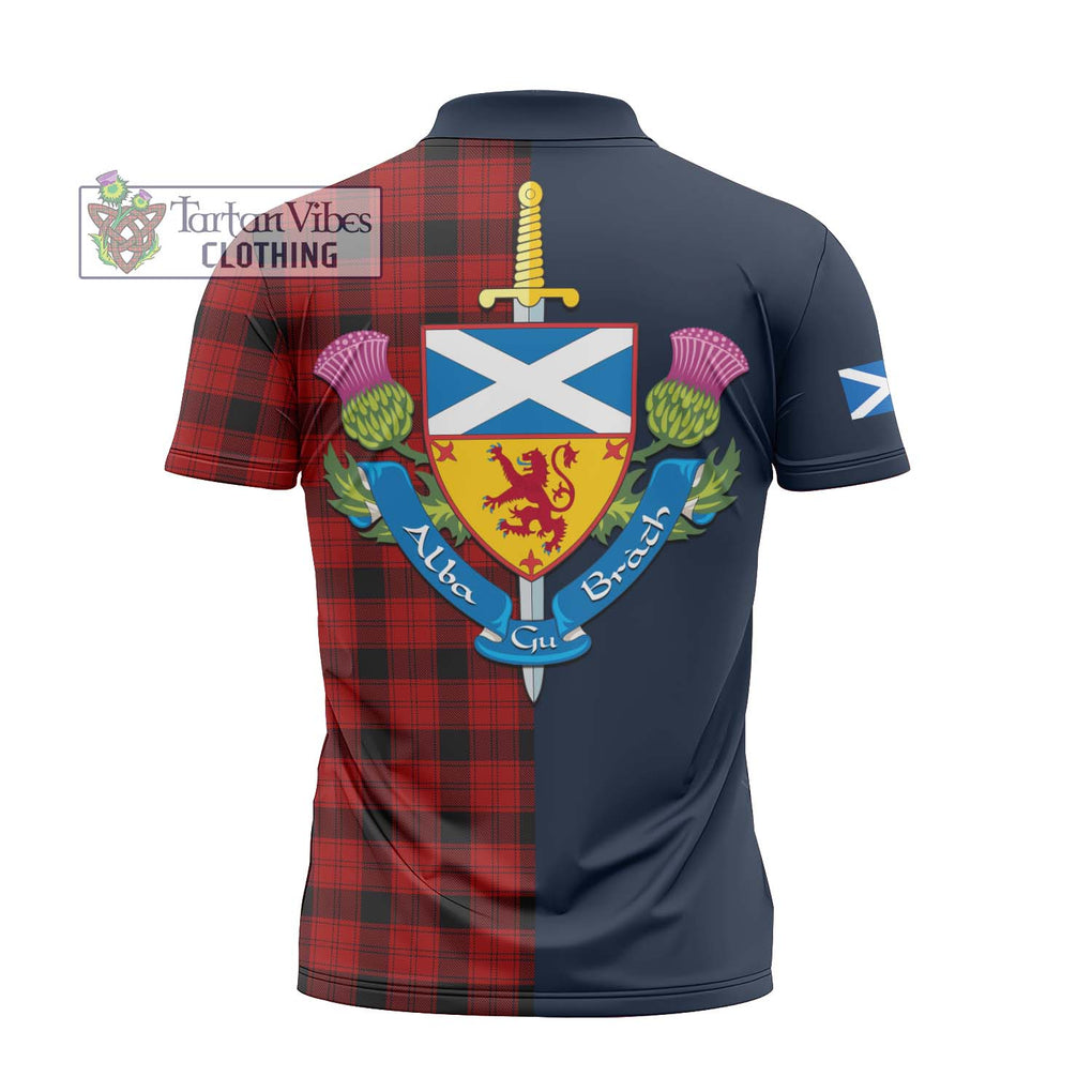 Tartan Vibes Clothing Ewing Tartan Zipper Polo Shirt with Scottish Lion Royal Arm Half Style