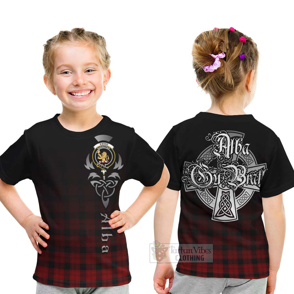 Tartan Vibes Clothing Ewing Tartan Kid T-Shirt Featuring Alba Gu Brath Family Crest Celtic Inspired