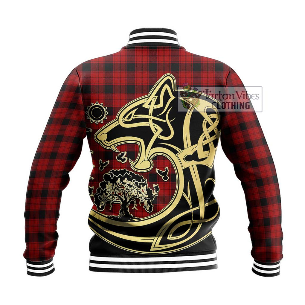 Ewing Tartan Baseball Jacket with Family Crest Celtic Wolf Style - Tartan Vibes Clothing