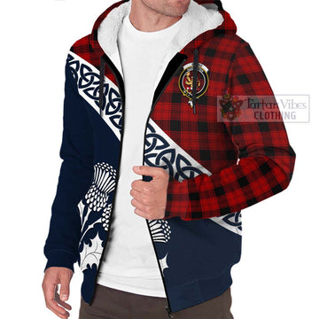 Ewing Tartan Sherpa Hoodie Featuring Thistle and Scotland Map