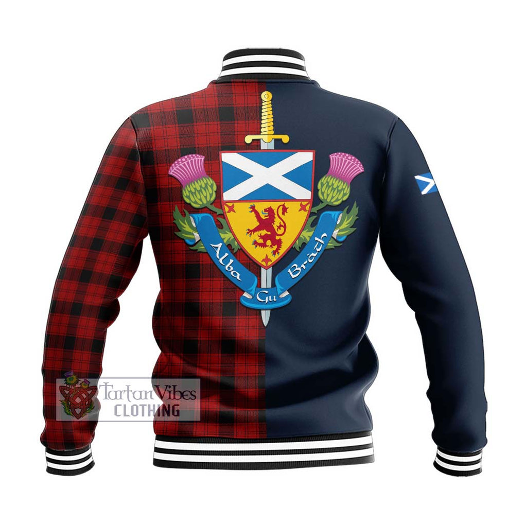 Ewing Tartan Baseball Jacket Alba with Scottish Lion Royal Arm Half Style - Tartan Vibes Clothing