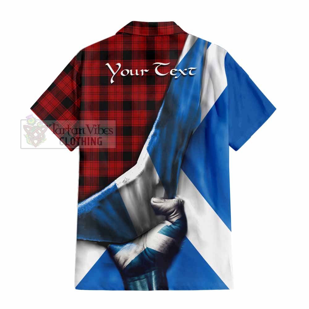 Tartan Vibes Clothing Ewing Tartan Short Sleeve Button Shirt with Family Crest Scotland Patriotic Style