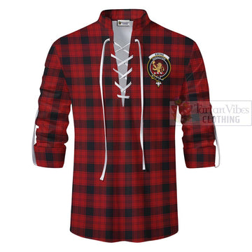 Ewing Tartan Ghillie Kilt Shirt with Family Crest Celtic Skull Style