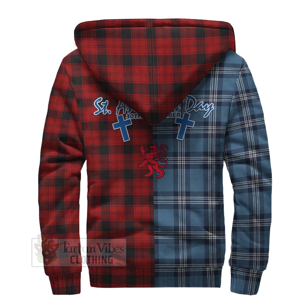 Tartan Vibes Clothing Ewing Tartan Sherpa Hoodie Happy St. Andrew's Day Half Tartan Style