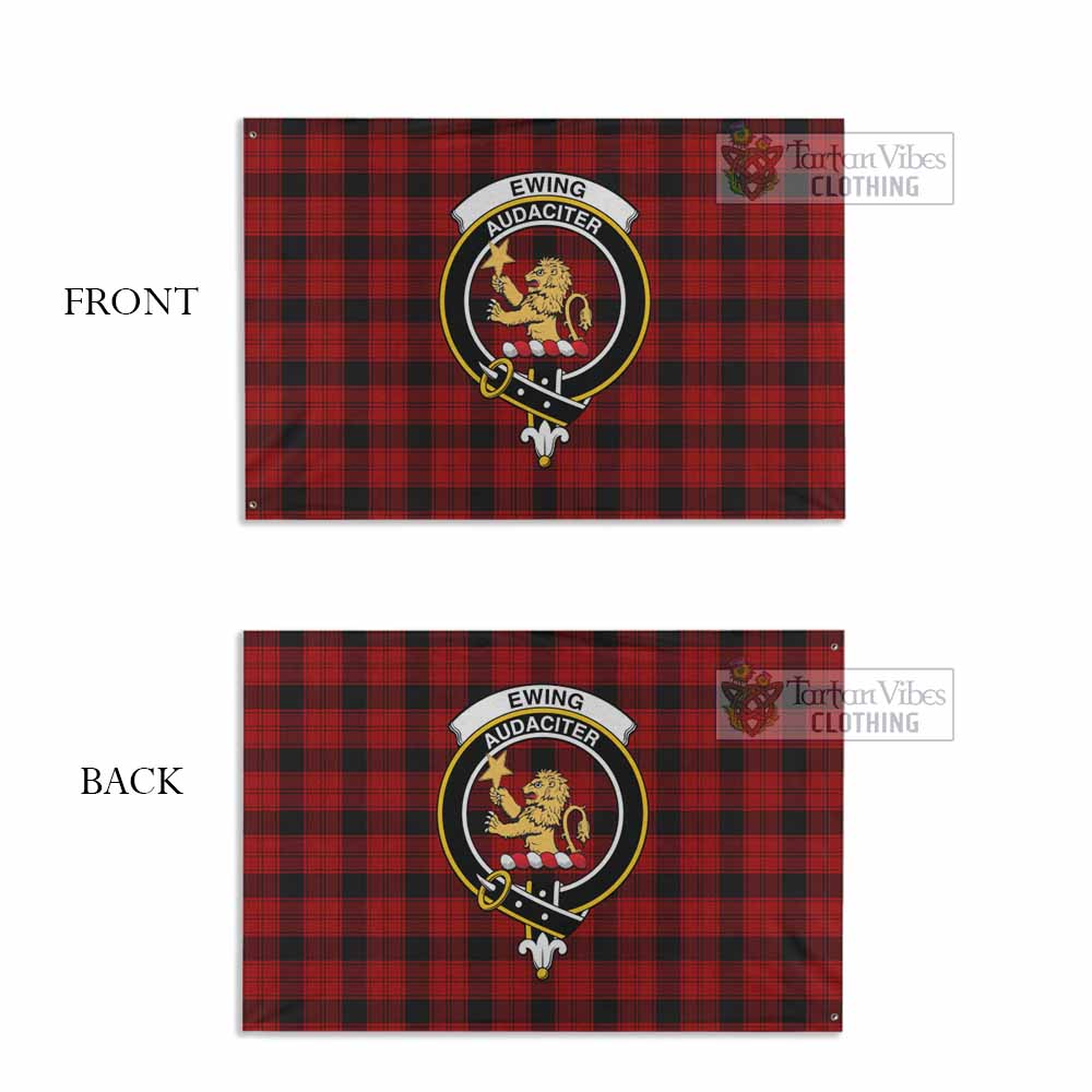 Tartan Vibes Clothing Ewing Tartan House Flag with Family Crest