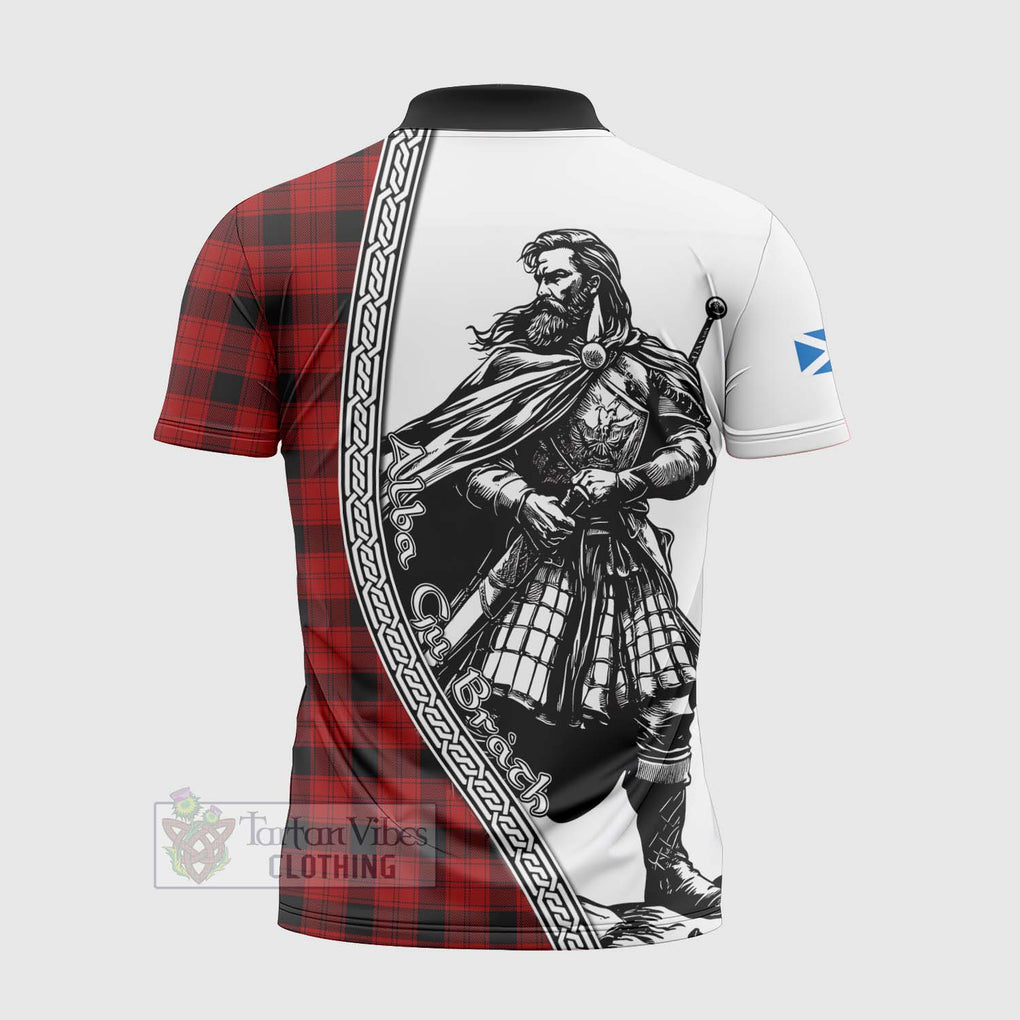 Tartan Vibes Clothing Ewing Tartan Clan Crest Zipper Polo Shirt with Highlander Warrior Celtic Style