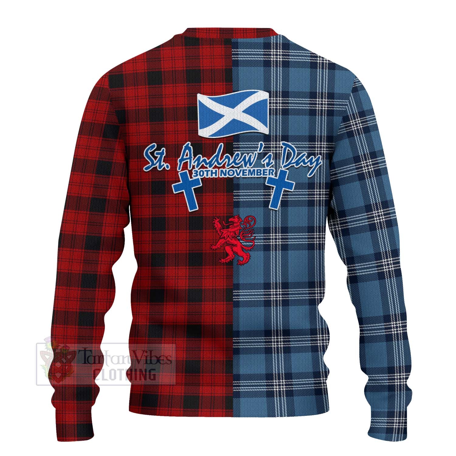 Tartan Vibes Clothing Ewing Tartan Knitted Sweater Happy St. Andrew's Day Half Tartan Style