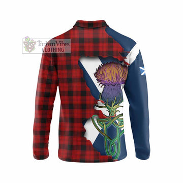 Ewing Tartan Family Crest Long Sleeve Polo Shirt Scottish Thistle Celtic Inspired - Tartan Vibes Clothing