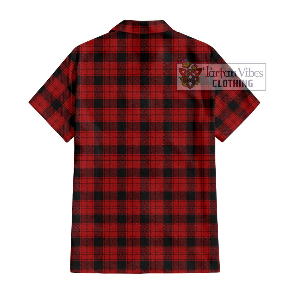 Ewing Tartan Short Sleeve Button Shirt with Family Crest DNA In Me Style - Tartanvibesclothing Shop