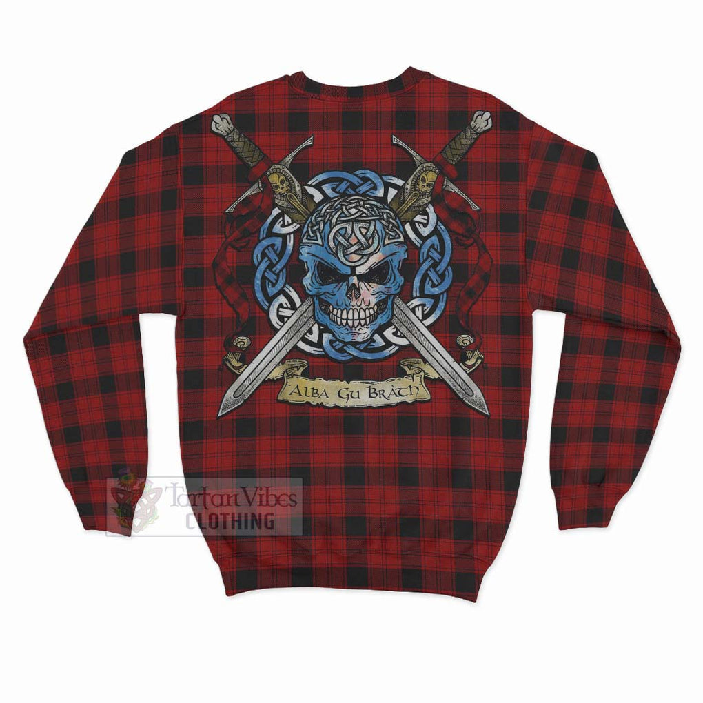 Tartan Vibes Clothing Ewing Tartan Sweatshirt with Family Crest Celtic Skull Style