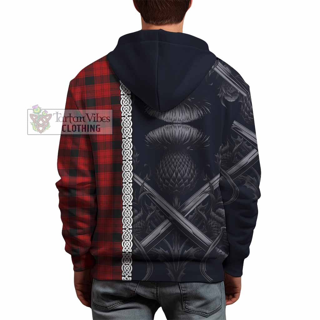 Tartan Vibes Clothing Ewing Tartan Hoodie with Family Crest Cross Sword Thistle Celtic Vibes