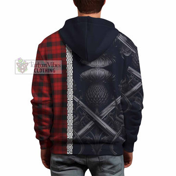 Ewing Tartan Hoodie with Family Crest Cross Sword Thistle Celtic Vibes