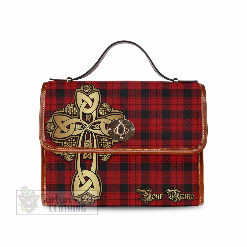 Tartan Vibes Clothing Ewing Tartan Waterproof Canvas Bag Golden Thistle Celtic Cross Style