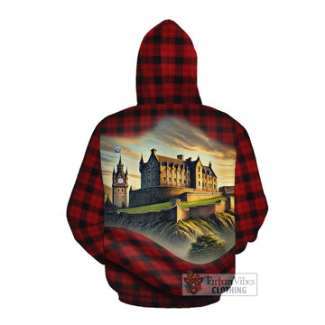 Ewing Tartan Family Crest Cotton Hoodie with Scottish Ancient Castle Style Pullover Hoodie - Tartan Vibes Clothing