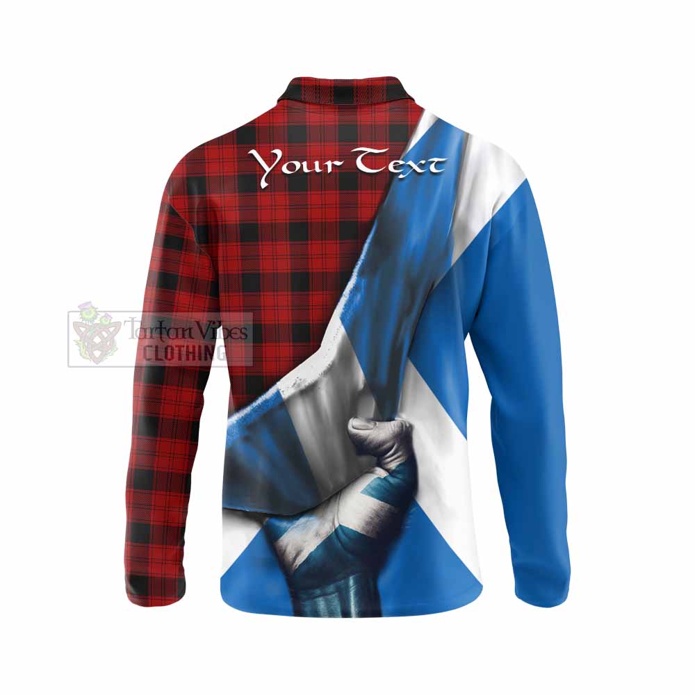 Tartan Vibes Clothing Ewing Tartan Long Sleeve Polo Shirt with Family Crest Scotland Patriotic Style